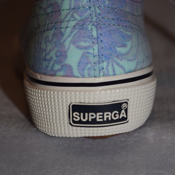 Superga Blue Tropical Lace-Up Sneaker New in Box Size 38 - Picture 9 of 11